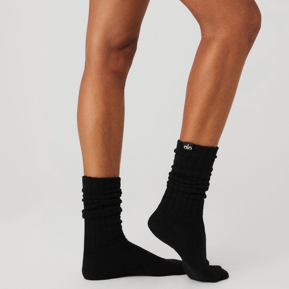 Alo Black Ribbed Socks